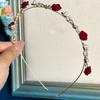 Novo estilo de arco de cabelo de prensagem de rosas, popular na Internet, estilo Mori feminino, flor de pérola de fada, arco de cabeça fino, cheongsam antigo, acessórios para cabeça de noiva