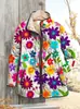 Jaqueta Feminina Acolchoada de Algodão com Estampa de Elementos de Novo Estilo Temu, Moda Personalizada, Outono e Inverno, Roupa Acolchoada de Algodão