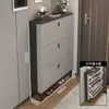 Armário de sapatos ultrafino para entrada de casa, à prova de poeira, grande capacidade, estilo com porta basculante, armário de entrada de luxo leve, armário de armazenamento de sapatos simples e moderno