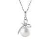 Collar de Plata de Ley S925 Perla de Agua Dulce Natural Diseño de Nicho para Mujer Lujo Accesible Colgante de Lazo Cadena para Clavícula Joyería de Plata