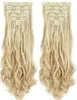 Peruca de Comércio Exterior Cabelo Ondulado Grande Feminino Alongamento de Cabelo com Presilha Conjunto de Sete Peças Peruca Feminina Alongamento de Cabelo Longo Cacheado