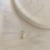 Collar con colgante de perla de alta calidad, de lujo, de plata de ley 925, con cadena de clavícula y diseño retro francés con hebilla para mujer