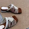Sandalias de Tacón Grueso Tejidas Vintage de Punta Redonda 2026, Sandalias de Cuña Elegantes Estilo Vacacional Romanas Abiertas para Mujer