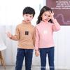 Camiseta interior para niños 2025 de cuello alto medio con forro polar a rayas de manga larga, top cálido para niños y niñas, ropa infantil de estilo coreano para otoño e invierno
