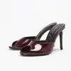 Sandalias de Tacón Alto Boca de Pez Transfronterizas 9.5cm Ancla Roja para Mujer Elegantes de Charol Tacones Altos Suministro de Exportación