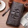 Nova Moda Masculina Longa de Grande Capacidade Bolsa de Mão Padrão Crocodilo Múltiplos Cartões Zíper Único Bolsa de Mão Carteira Bolsa de Mão