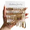 Set de 24 Pares de Pendientes de Tubo Hueco de Perlas de Tres Líneas Transfronterizos