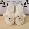 Pantuflas de Oso Pequeño de Dibujos Animados Calidez para el Hogar Pareja Interior Invierno Lindas Pantuflas de Algodón para Mujer del Hogar Pantuflas Peludas para Mujer