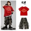 Roupas Infantis de Street Dance Hip Hop Marca Moderna Hip-Hop Terno Vermelho Solto Retrô Roupas Infantis Modernas Roupas de Performance para Meninas