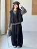 Conjunto de três peças para meninas outono: colete jeans, blusa básica e jeans conjunto de roupas infantis conjunto de colete de três peças para meninas