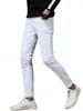 Calças jeans brancas para homens 2023 slim fit rasgadas jeans masculinos para adolescentes calças skinny elásticas peça única atacado