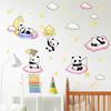 LD96165 Dibujos Animados Lindo Panda Pequeño Estrella Luna Decoración de Fondo Habitación Infantil Embellecimiento Adhesivo de Pared Autoadhesivo