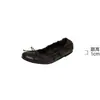 Zapatos planos de piel de oveja súper suaves para mujer, con un lazo estilo francés, punta redonda, apertura poco profunda, diseño de bailarina, suela plana, versátiles para el uso diario y estilo de tacón enrollado.