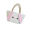 [Coleção] Bolsa de Ombro de Fio de Algodão e Corda de Algodão para Passeio de Primavera da Mamãe, Bolsa Trançada Feita à Mão, Bolsa de Imitação de Rattan, Bolsa Tote para o Dia a Dia