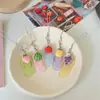 Lindo llavero de chancla de fruta brillante, correa para teléfono, colgante realista de chancla para bolso, accesorio de regalo para mejores amigos