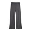 Calças esportivas de ioga com zíper frontal, material macio, cintura lateral solta, material macio, calças casuais femininas