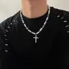 Collar de Perlas Reflejantes con Grietas de Hielo para Mujer Estilo Dulce Fresco Hip-Hop Ins Cadena para Clavícula de Lujo Ligero Nicho para Hombre Tendencia Nuevo Estilo