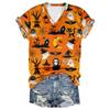 2024 nova moda de Halloween transfronteiriça 3D impressão digital moda feminina camiseta com decote em V