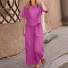 Roupas de duas peças lisas transfronteiriças do Sudeste Asiático e da Europa, conjuntos elegantes para o trabalho, roupas plus size femininas soltas e da moda atacado