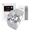 Anillo de plata de ley 925 de comercio exterior transfronterizo moissanita 5 quilates micro incrustado circonita temperamento de negocios anillo grande para hombre suministro
