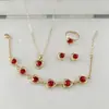 Pulsera, collar, pendientes y anillo con incrustaciones de circonitas de temperamento a la moda para damas, traje transfronterizo, fábrica en stock, venta al por mayor