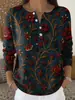 Sudadera con Botones y Cuello en V de Nuevo Estilo Transfronteriza de Manga Larga Otoño e Invierno con Estampado Moda Personalizada Chaqueta Suéter Casual para Mujer