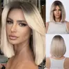Peluca Transfronteriza Europea y Americana Femenina Bob Completa Diadema Cabello Corto Gradiente Gris Marrón Hombro Peluca Fábrica Stock Listo Venta al por Mayor
