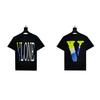 2024 VLONE Camiseta de Manga Corta Serie V Grande Estampado de Estrella V Camiseta de Manga Corta para Parejas Hombres y Mujeres Tendencia High Street Personalizada
