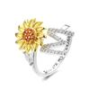 Anillo Giratorio de Girasol Ajustable Transfronterizo Europeo y Americano Antiestrés Ansiedad Anillo de 26 Letras Anillo Giratorio de Girasol