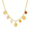 Conjunto de Corrente com Pingente Redondo Banhado a Ouro Vintage de Luxo Leve Transfronteiriço com Cruz de Moeda e Retrato em Relevo