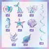 Novas decorações de banner de festa de aniversário com tema de sereia, painel de fundo para aniversário infantil, guirlanda e suprimentos de decoração