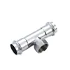 Conector T de Aço Inoxidável 304 com Rosca Interna e Dupla Braçadeira, T Horizontal Resistente à Corrosão