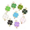 Colgante de trébol de cuatro hojas de la suerte multicolor de venta caliente transfronteriza con goteo de aceite Accesorios de joyería de aleación DIY Colgante de collar y pulsera
