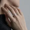 Anillo Simple de Plata de Ley S925 Incrustado con Diamantes para Mujer, Estilo Coreano Ins Versátil Anillo Abierto para Dedo Índice de Plata