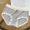 Pantis de Seda de Hielo con Lazo para Mujer, Alta Elasticidad, Contraste de Color, Dulces, para Chicas Jóvenes y Estudiantes, Transpirables, Estilo Japonés, Cintura Media, Bragas Triángulo sin Costuras