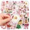 50 Pegatinas Navideñas Rosas Transfronterizas Decoración para Cuaderno DIY Funda de Teléfono Móvil Computadora Pegatinas Impermeables Regalos Navideños