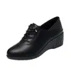 Zapatos para mamá, estilo coreano, color liso, cómodos, suela simple, tacón de cuña, nueva colección de otoño 2026, para mujeres de mediana edad y mayores, corte bajo, punta redonda, zapatos de mujer