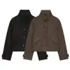 Fábrica de Ropa para Mujer Transfronteriza Venta al por Mayor Nueva Moda Otoño 2026 Chaqueta Top Versátil de Cuello Alto