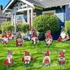 16 Piezas Gnomos Navideños Estacas para Jardín Decoración Exterior Enanos Rojos Verdes Señales Navideñas Decoraciones para Fiesta Navideña