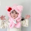 Sombrero y Bufanda Integrados para Niños Invierno Gorro de Felpa para Niños con Forro Polar Engrosado para Niñas a Prueba de Frío Cálido Protección para las Orejas Engrosado