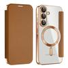 Adecuado para Samsung A55 5g Funda de Cuero Magnética Dorada Galvanizada Cubierta de Teléfono Comercio Exterior A56 Funda Protectora Plegable de Cobertura Total Venta al por Mayor