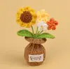 Plantas de Tulipán Hechas a Mano con Ganchillo Transfronterizas en Maceta, Adornos de Rosa, Jarrones de Flores Tejidos con Hilo, Flores Artificiales, Plantas en Maceta para Escritorio