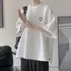 Playera de Manga Corta Tipo Waffle para Hombre Marca de Moda Simple Combinable Verano Holgada Manga Corta Top Estilo Hong Kong Playera de Manga Corta