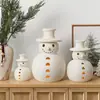 Muñeco de nieve de terracota transfronterizo Muñeco de nieve de resina de color retro Decoración navideña Mesa Muñeco de nieve navideño