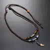 Nuevos Accesorios de Ropa Estilo Étnico Retro, Colgante Personalizado de Diente de Perro, Collar Largo Multicapa, Collar de Cuero para Hombre