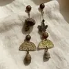 Brincos de Design Único para Mulheres com Estilo Floresta, Vibe Vintage, Tarrachas de Fruto Bolota, Pingentes de Orelha Criativos Personalizados
