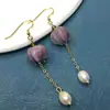 Pendientes de borla de lirio de los valles de plata esterlina S925 hechos a mano con esmalte de color, pendientes antiguos chinos Hanfu cheongsam, gancho para la oreja, estilo de hada