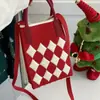 Bolso de Mano de Punto de Nuevo Estilo Color Dopamina Bolso de Almacenamiento Versátil de Nicho Bolso Pequeño de Punto Cruzado