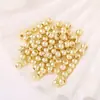 Miçangas espaçadoras que preservam a cor miçangas sólidas cobre folheado a ouro 18K com ouro real miçangas redondas de furo reto liso pulseira DIY pequenas miçangas douradas D40