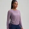Ropa Deportiva Transpirable Ligera Transfronteriza con Cintura Ajustable con Cordón, Cubierta de Yoga de Manga Larga con Cuello Redondo, Prenda Exterior Deportiva Adelgazante
